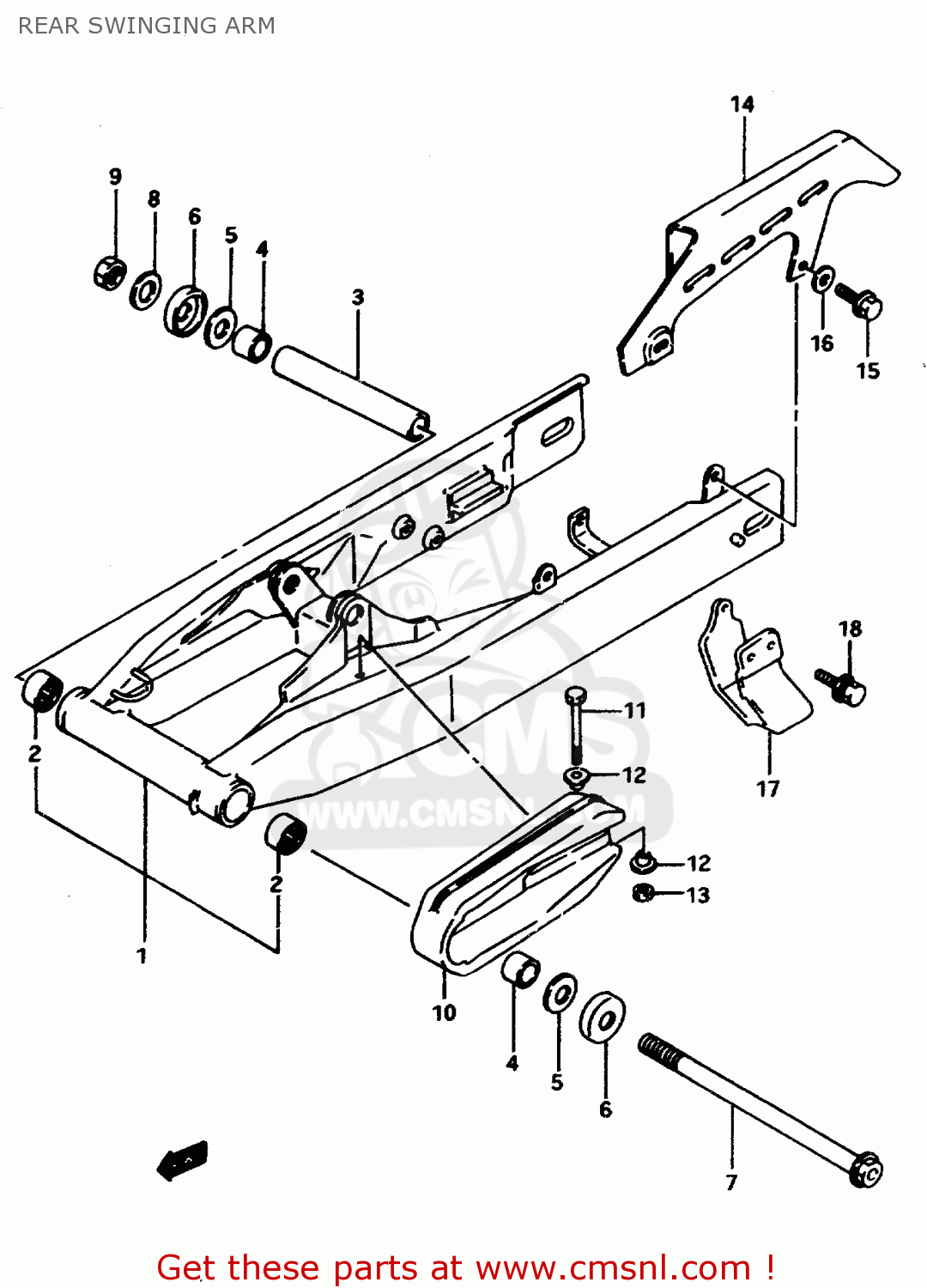REAR SWINGING ARM DR800S 1997 (V) FRANCE GERMANY ITALY (E04 E22 E34)