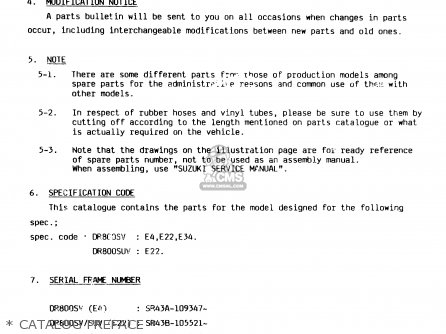 * CATALOG PREFACE * - DR800S 1997 (V) FRANCE GERMANY ITALY (E04 E22 E34)