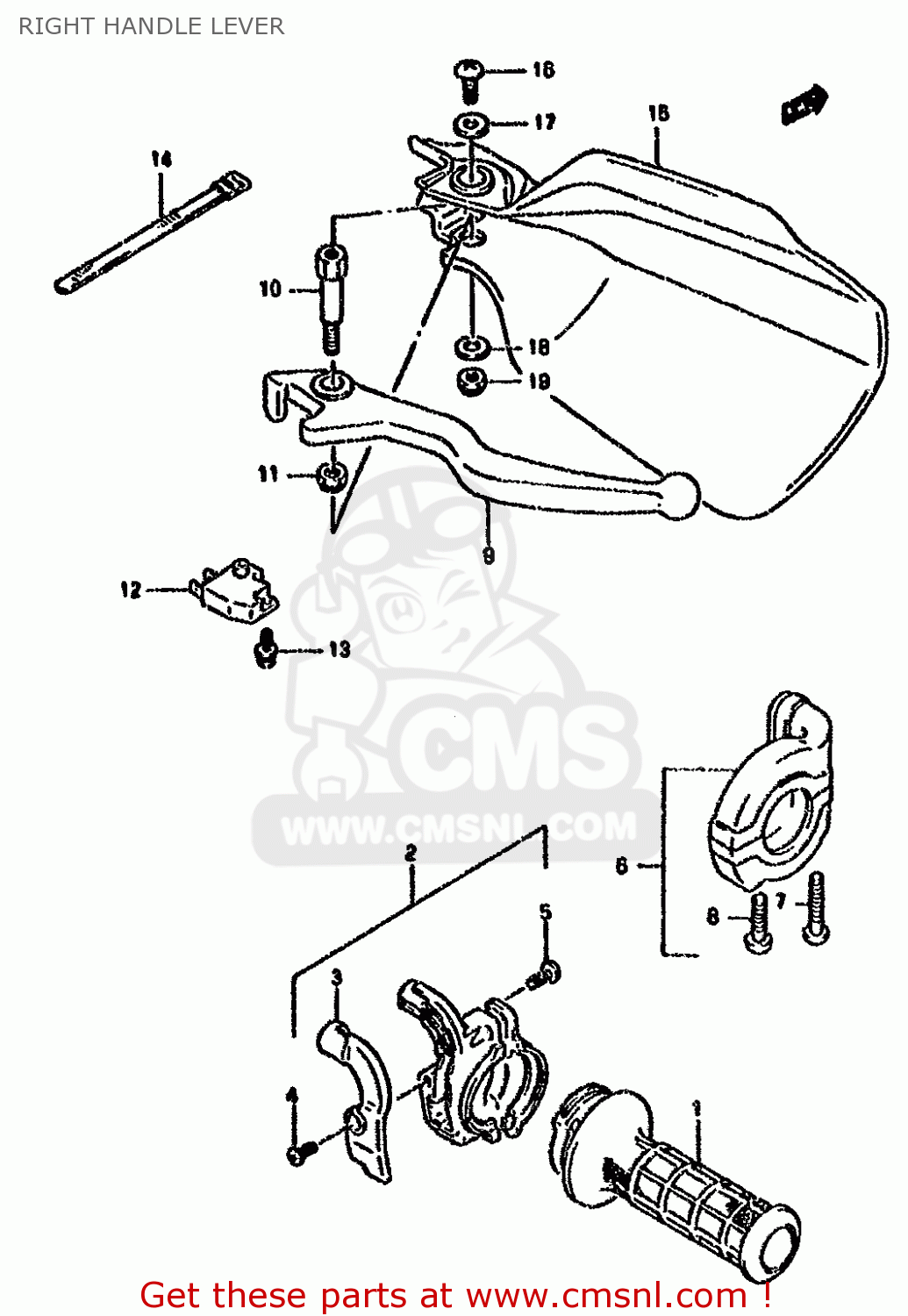 RIGHT HANDLE LEVER DR800SU 1993 (P) GERMANY (E22)
