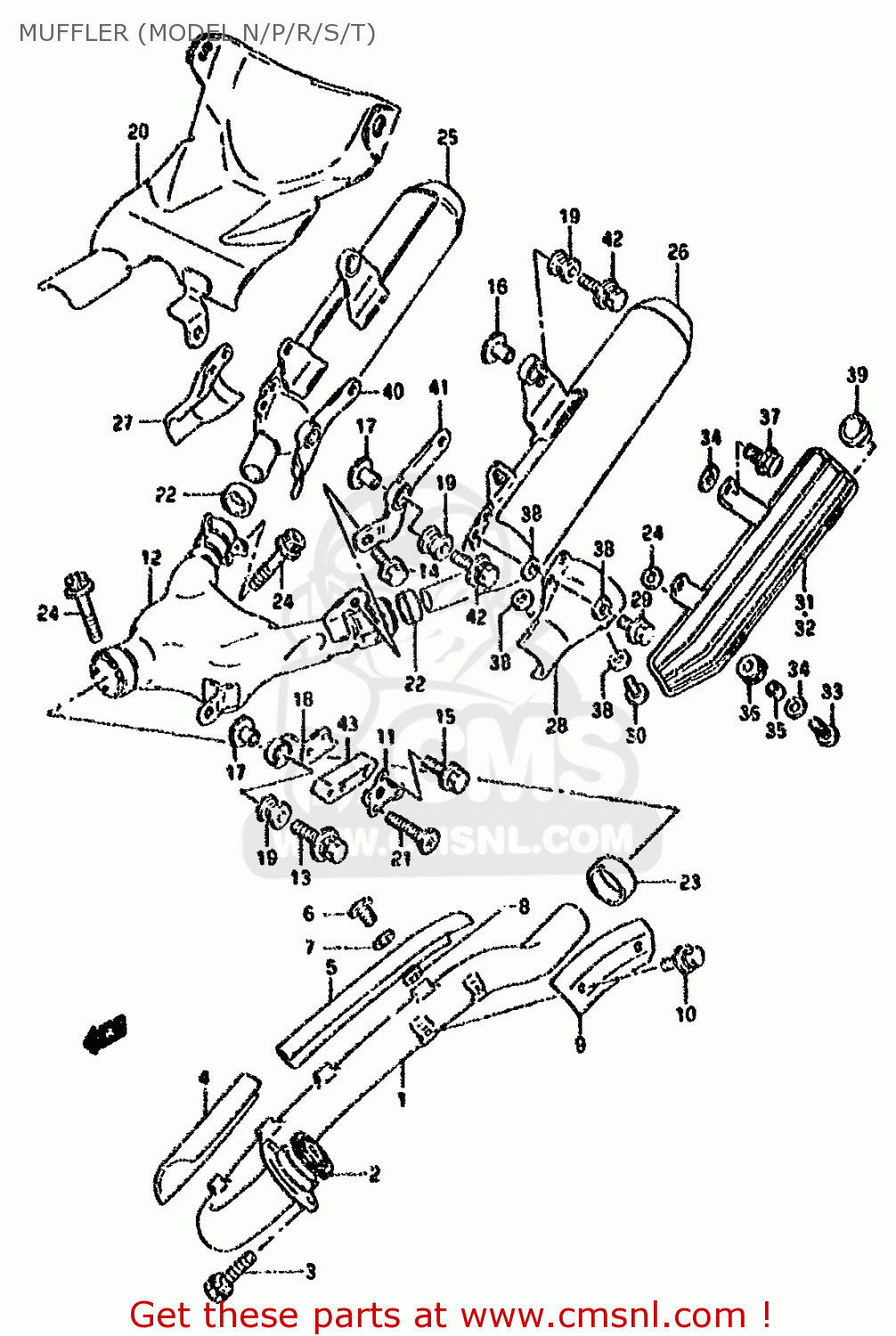 MUFFLER (MODEL N/P/R/S/T) DR800SU 1994 (R) GERMANY (E22)
