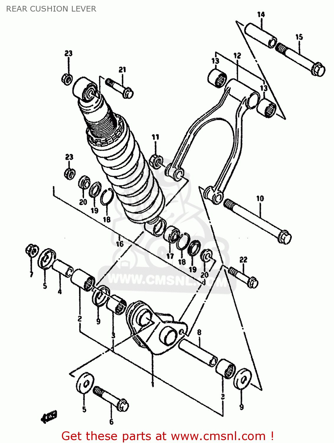 REAR CUSHION LEVER DR800SU 1996 (T) GERMANY (E22)