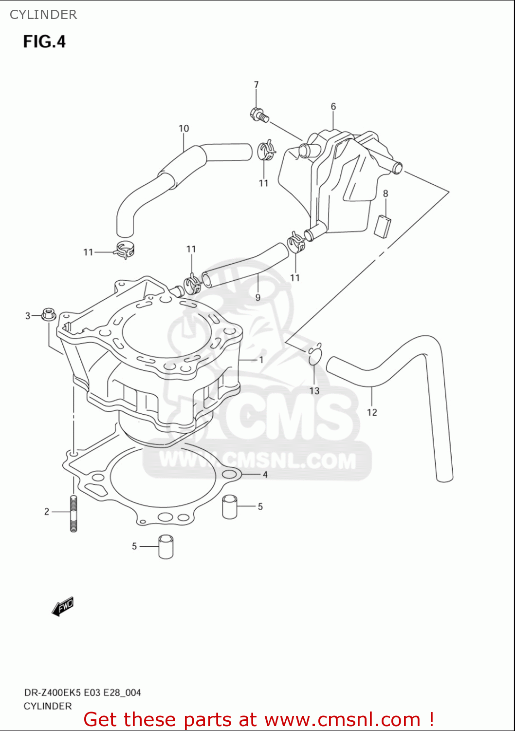 CYLINDER DRZ400E 2005 2006 (K5) (K6) USA (E03)
