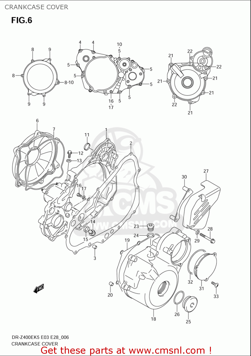 CRANKCASE COVER DRZ400E 2005 2006 (K5) (K6) USA (E03)