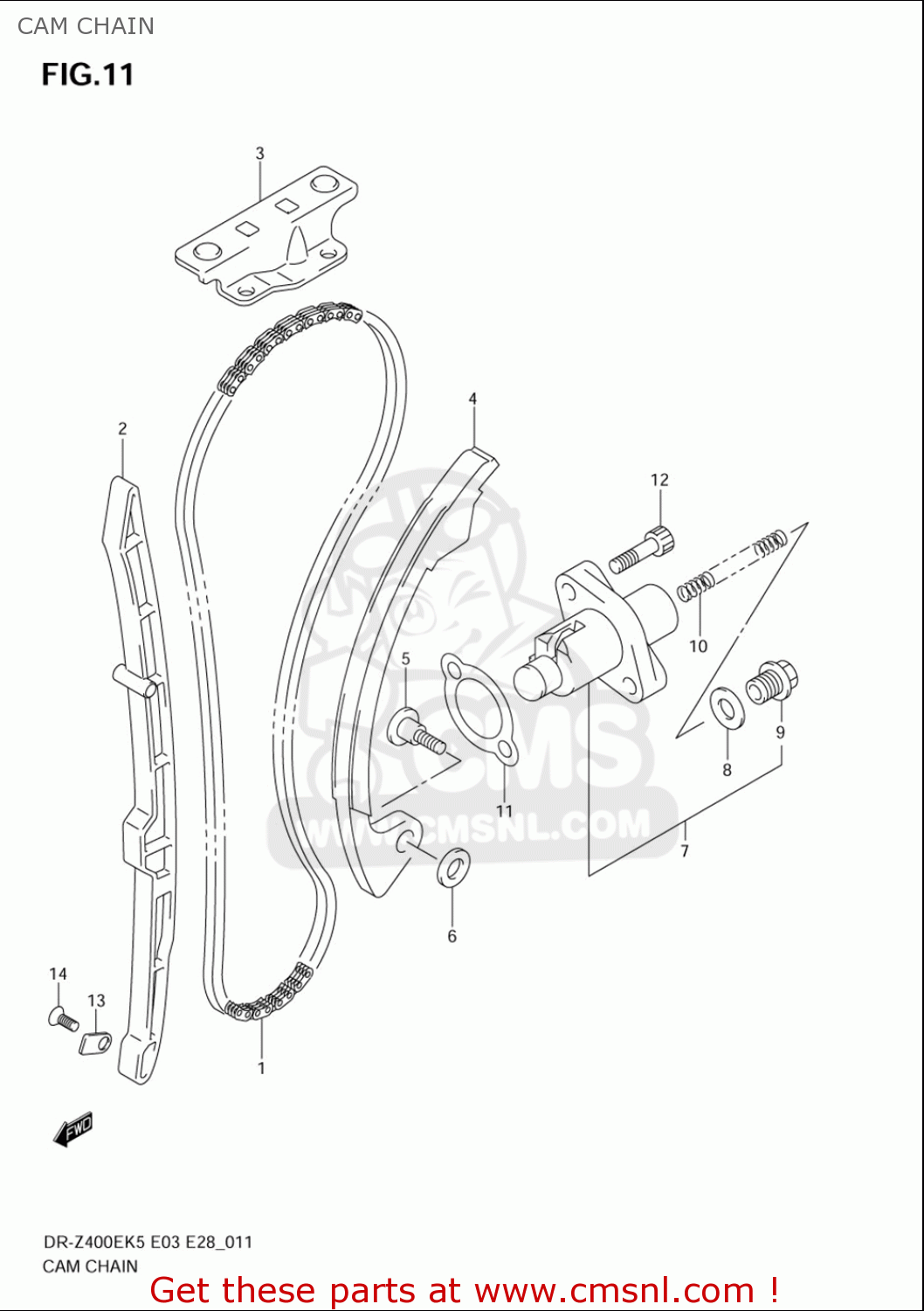 CAM CHAIN DRZ400E 2005 2006 (K5) (K6) USA (E03)