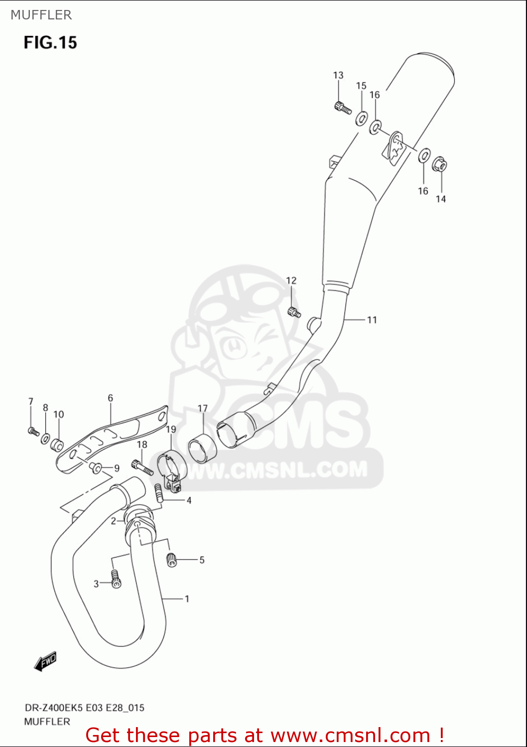 MUFFLER DRZ400E 2005 2006 (K5) (K6) USA (E03)