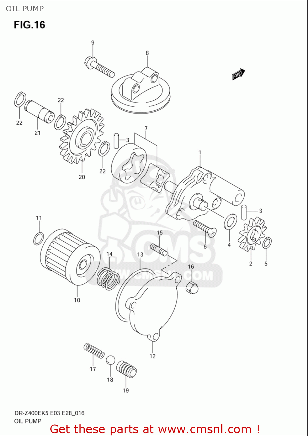 OIL PUMP DRZ400E 2005 2006 (K5) (K6) USA (E03)