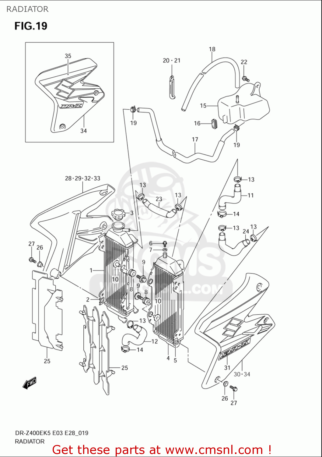 RADIATOR DRZ400E 2005 2006 (K5) (K6) USA (E03)