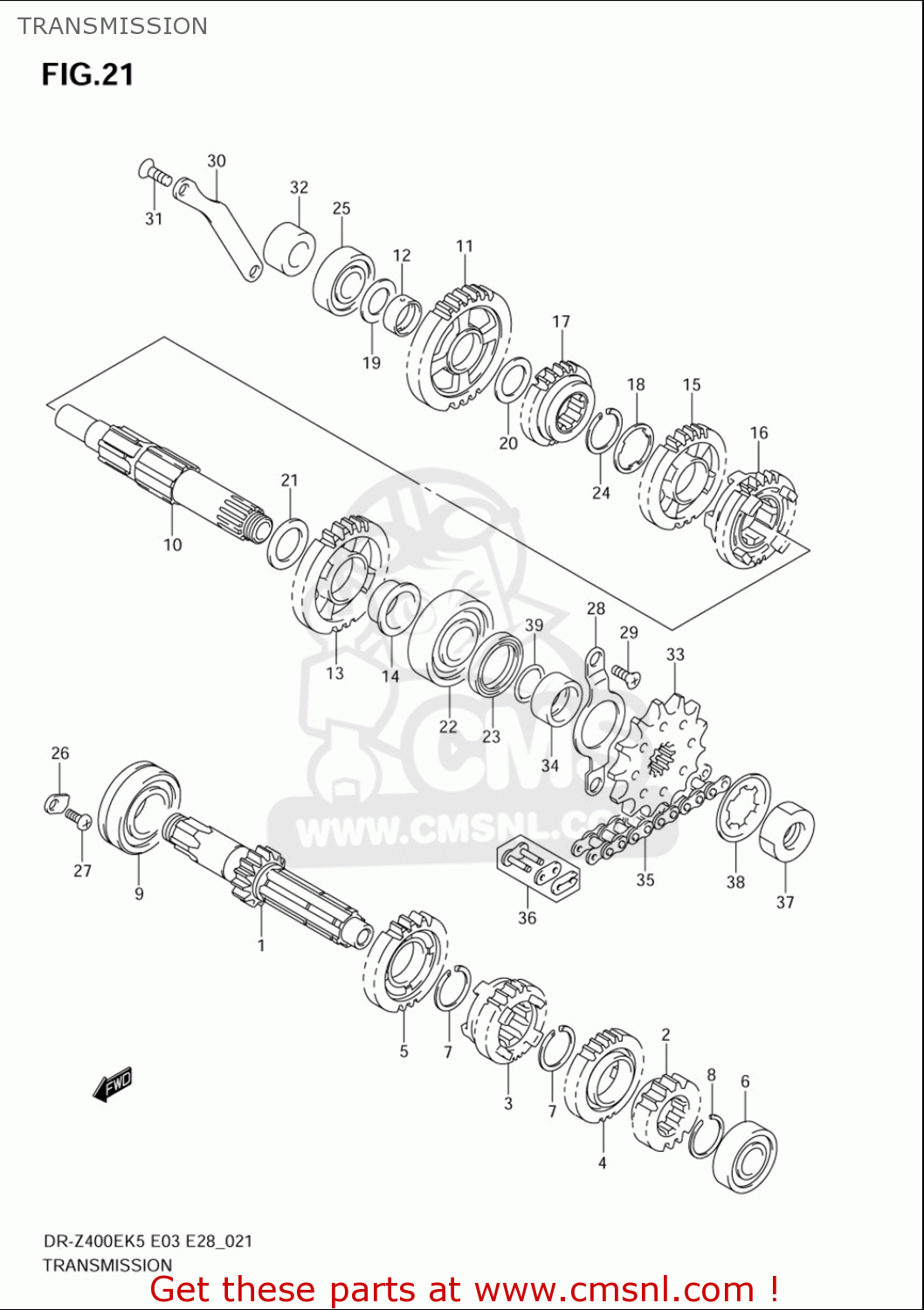 TRANSMISSION DRZ400E 2005 2006 (K5) (K6) USA (E03)