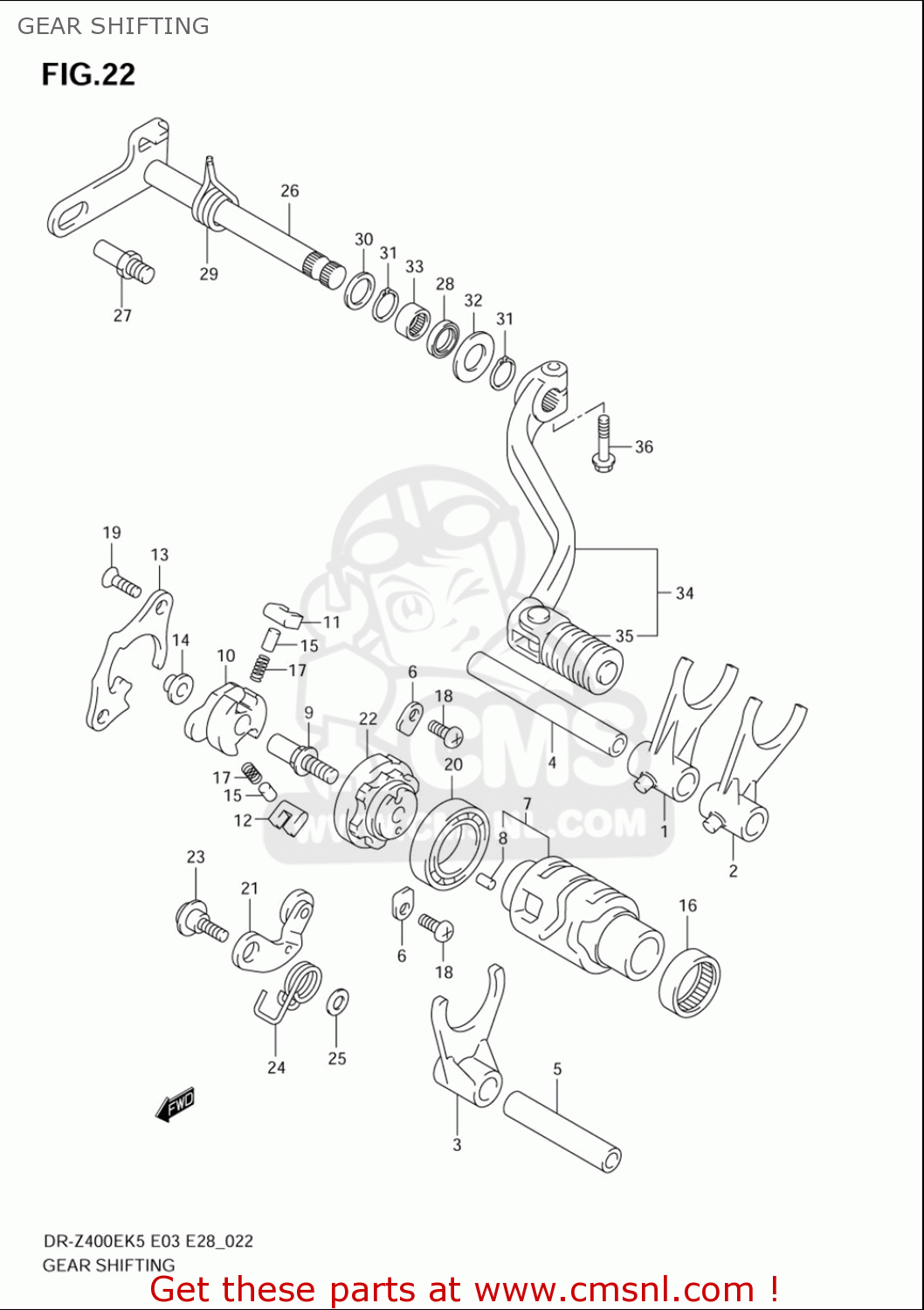 GEAR SHIFTING DRZ400E 2005 2006 (K5) (K6) USA (E03)