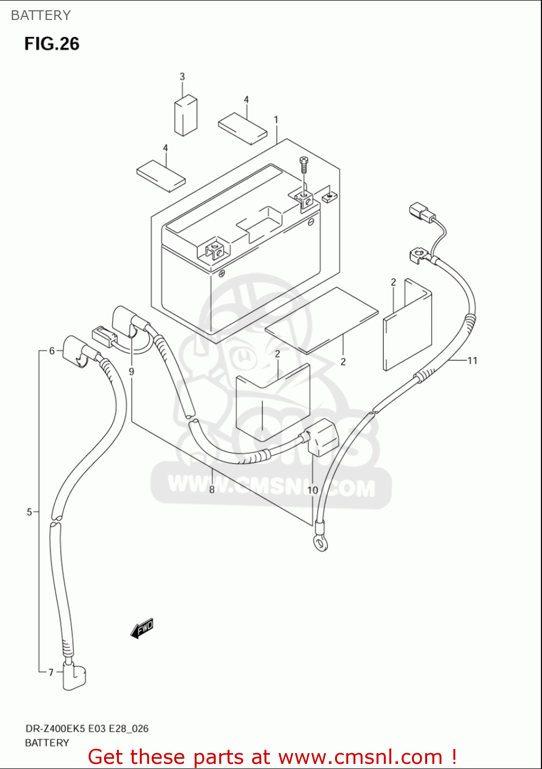 BATTERY DRZ400E 2005 2006 (K5) (K6) USA (E03)