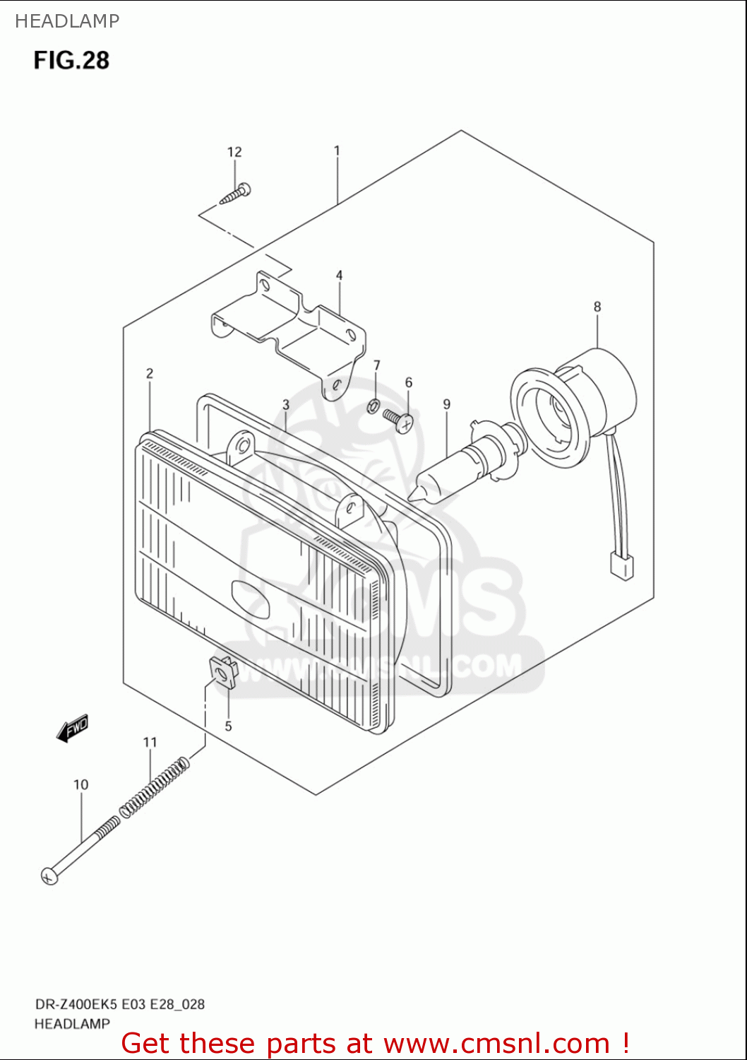 HEADLAMP DRZ400E 2005 2006 (K5) (K6) USA (E03)