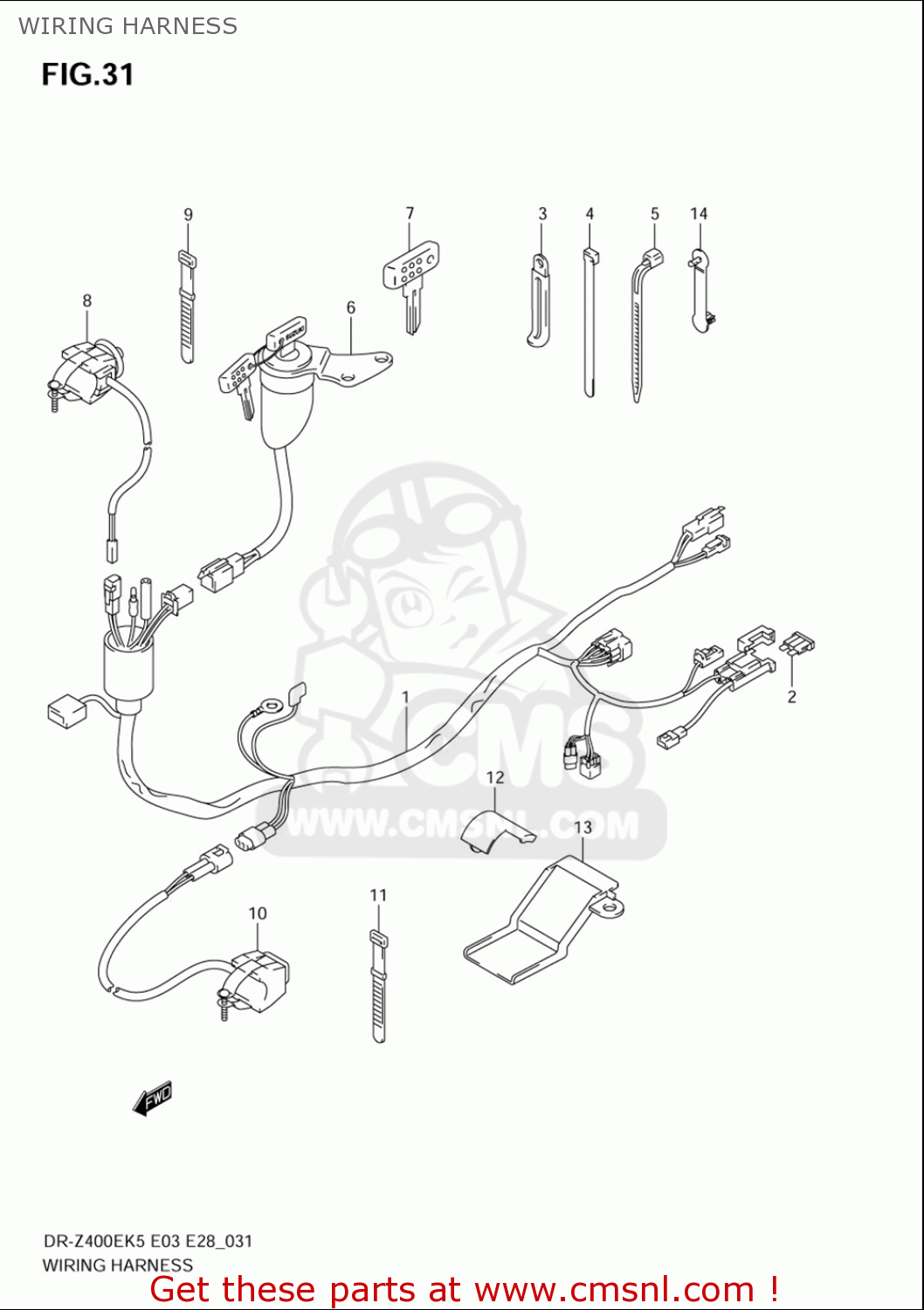 WIRING HARNESS DRZ400E 2005 2006 (K5) (K6) USA (E03)