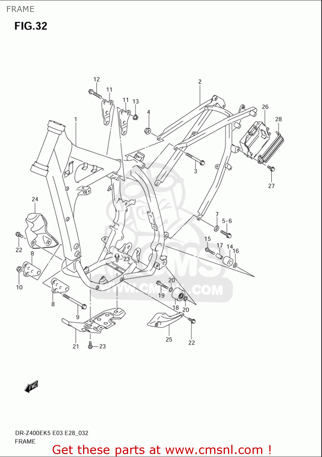 FRAME DRZ400E 2005 2006 (K5) (K6) USA (E03)