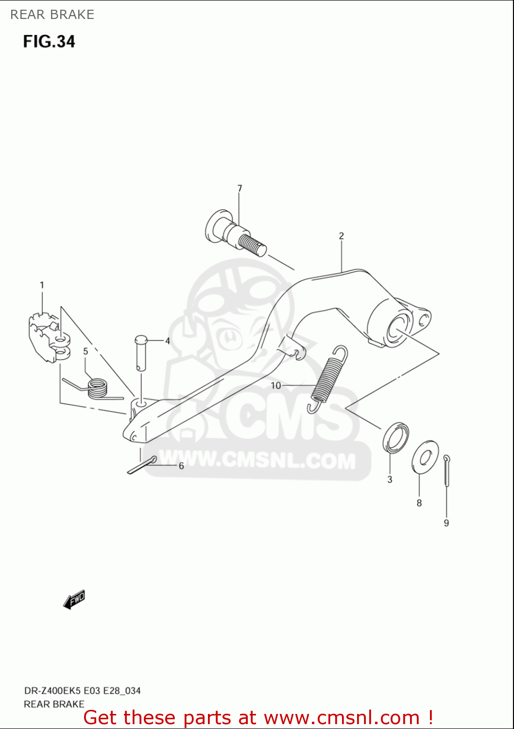 REAR BRAKE DRZ400E 2005 2006 (K5) (K6) USA (E03)