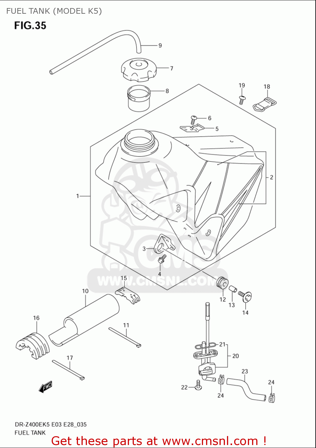 FUEL TANK (MODEL K5) DRZ400E 2005 2006 (K5) (K6) USA (E03)