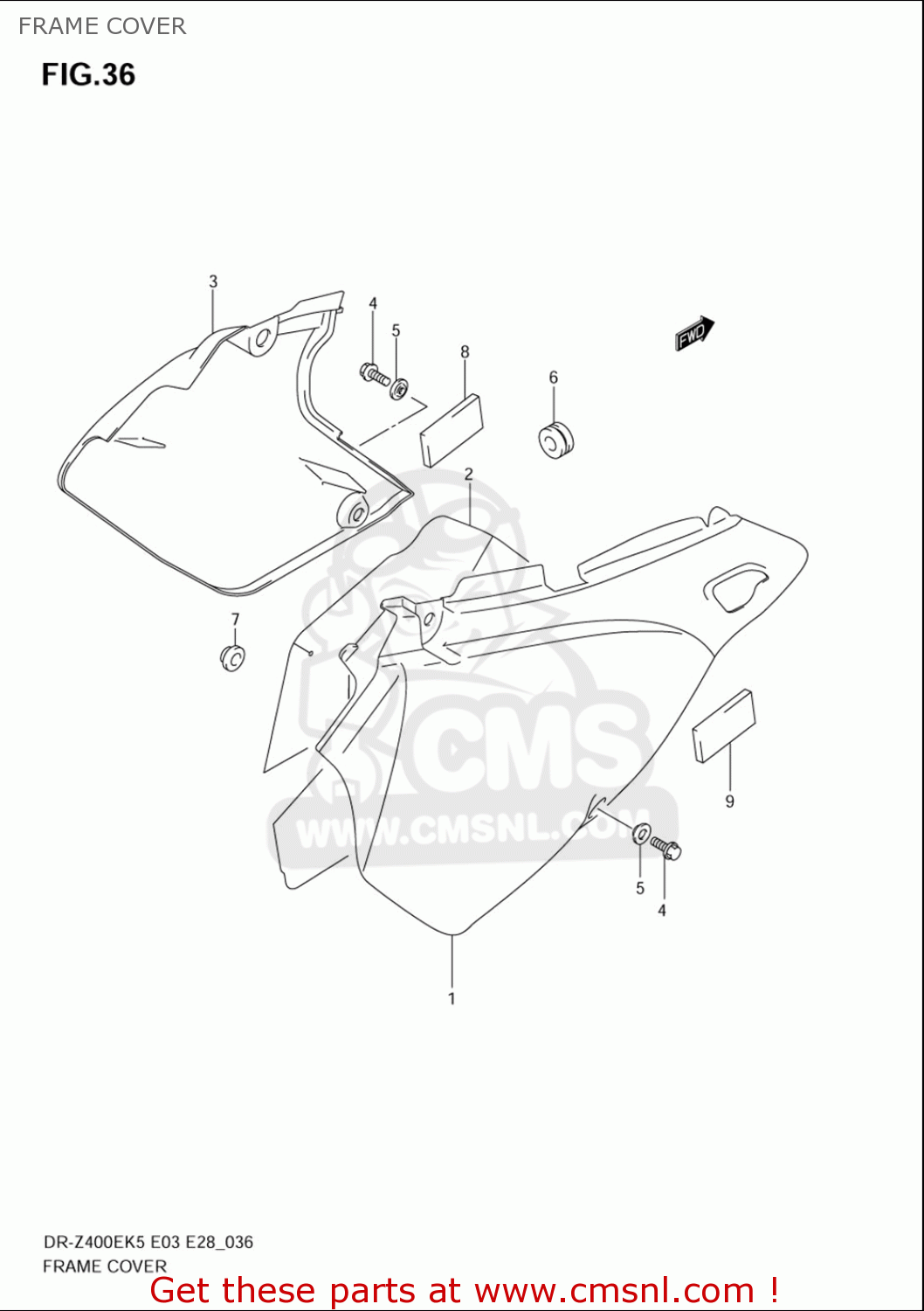 FRAME COVER DRZ400E 2005 2006 (K5) (K6) USA (E03)