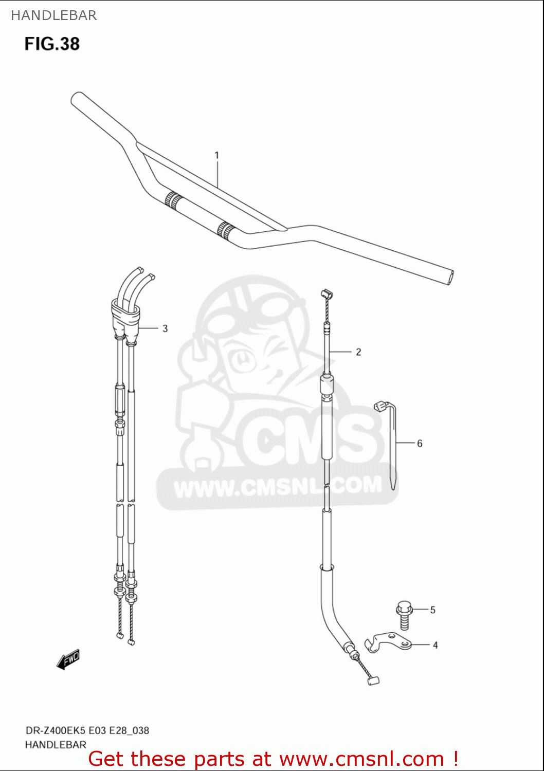 HANDLEBAR DRZ400E 2005 2006 (K5) (K6) USA (E03)