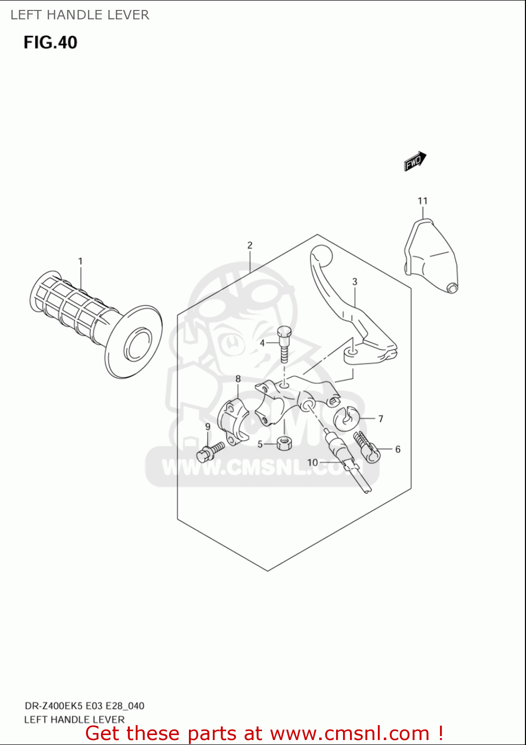 LEFT HANDLE LEVER DRZ400E 2005 2006 (K5) (K6) USA (E03)