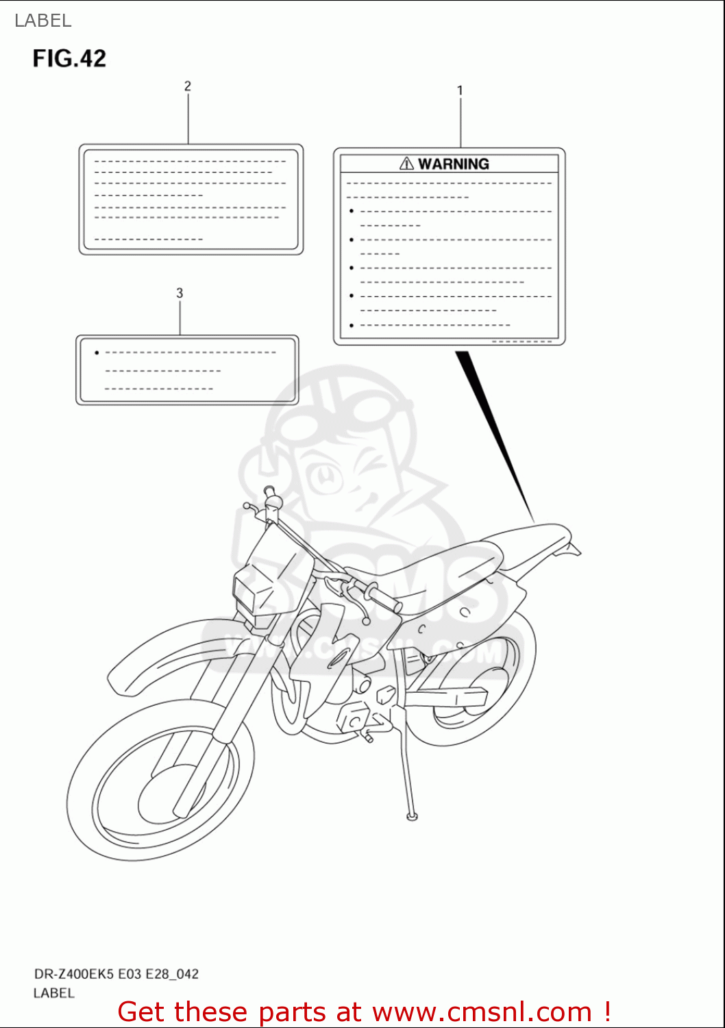 LABEL DRZ400E 2005 2006 (K5) (K6) USA (E03)