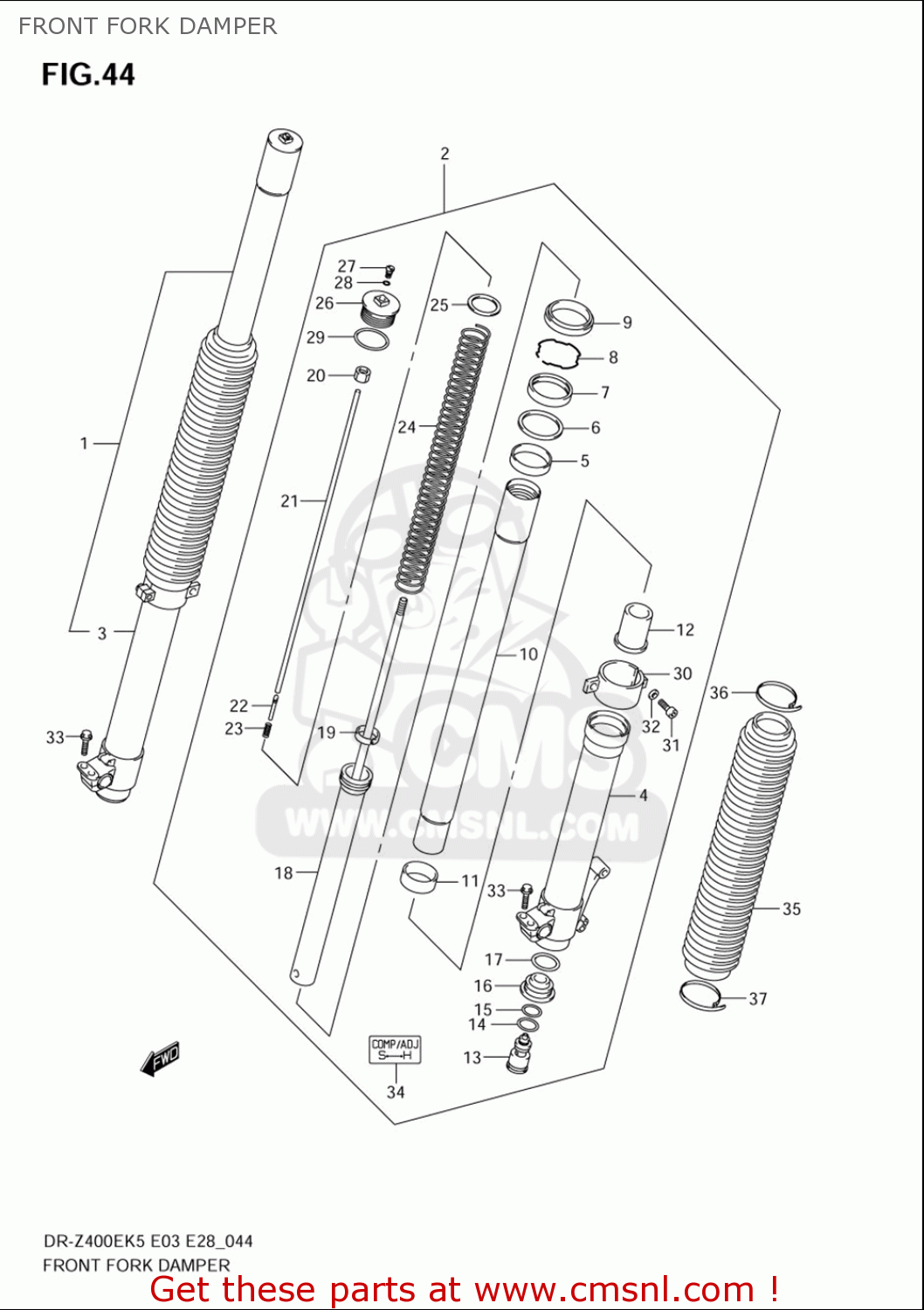 FRONT FORK DAMPER DRZ400E 2005 2006 (K5) (K6) USA (E03)