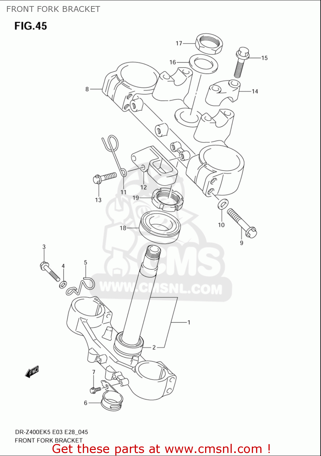 FRONT FORK BRACKET DRZ400E 2005 2006 (K5) (K6) USA (E03)
