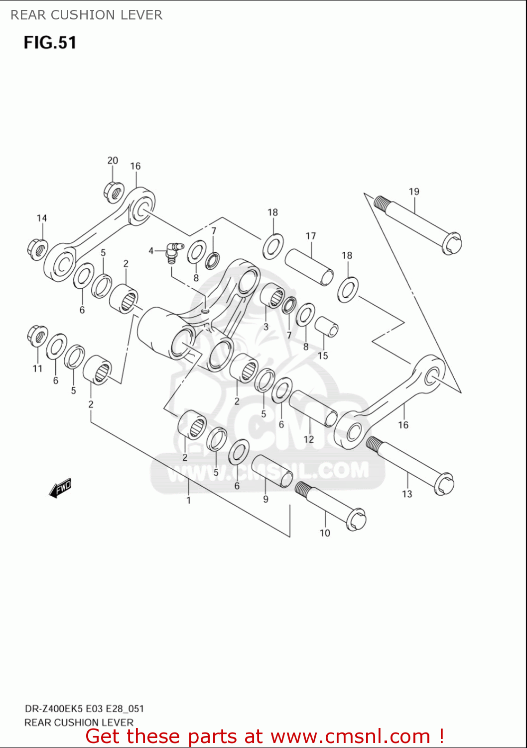 REAR CUSHION LEVER DRZ400E 2005 2006 (K5) (K6) USA (E03)