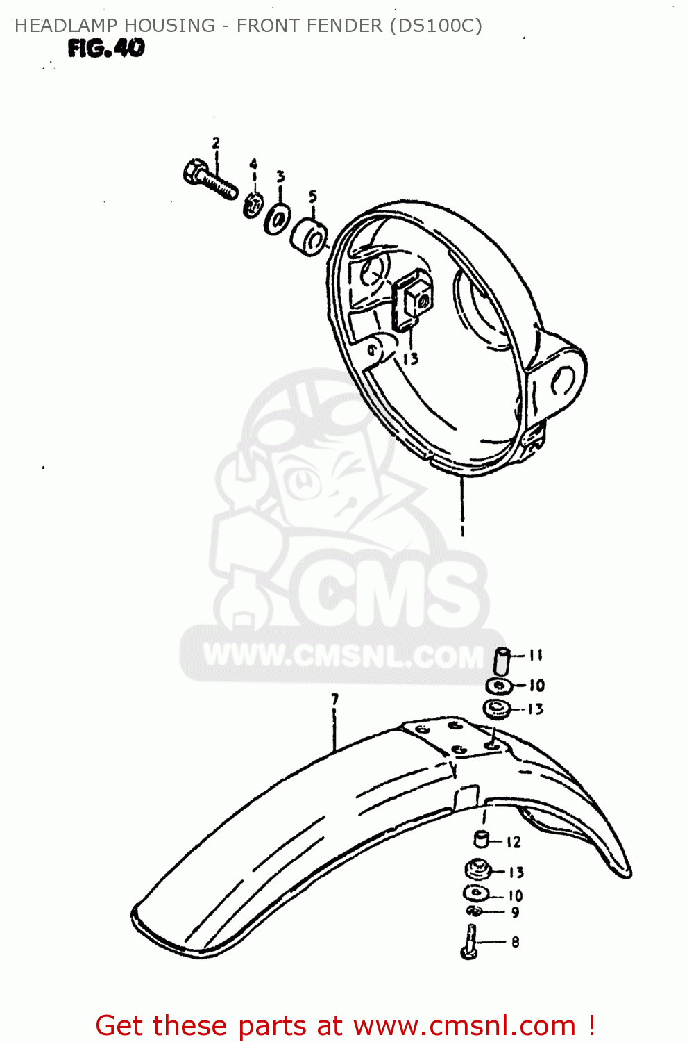 HEADLAMP HOUSING - FRONT FENDER (DS100C) DS100 1978 (C) USA (E03)
