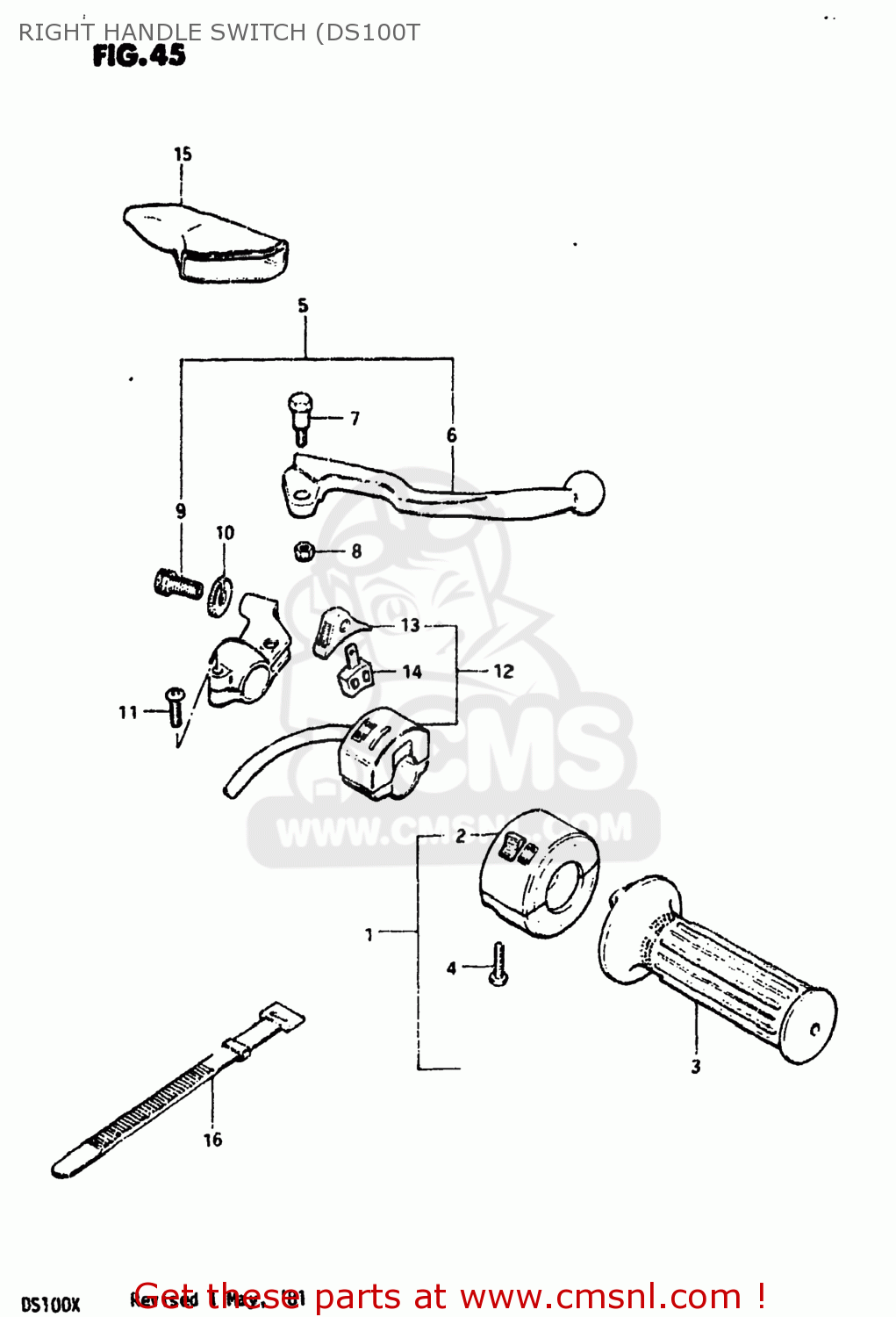 RIGHT HANDLE SWITCH (DS100T DS100 1980 (T) USA (E03)