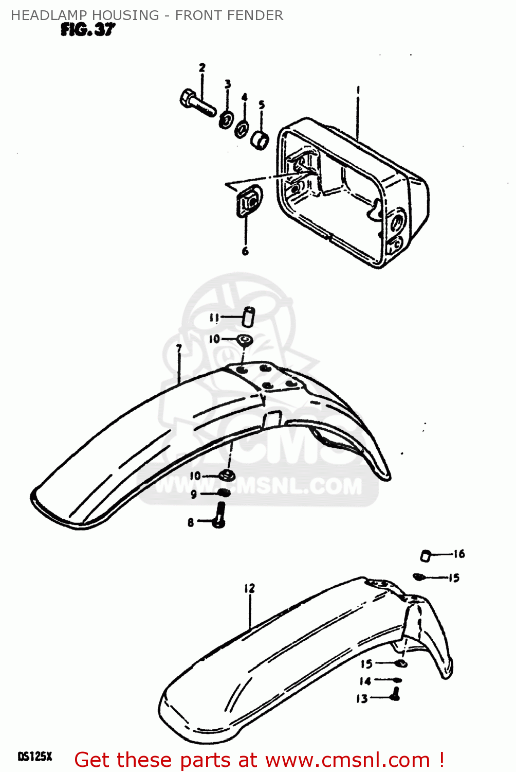 HEADLAMP HOUSING - FRONT FENDER DS125 1980 (T) USA (E03)