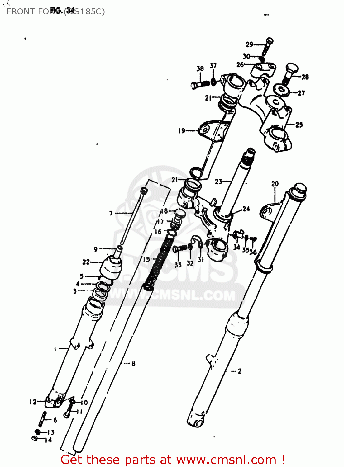 FRONT FORK (DS185C) DS185 1978 (C) USA (E03)