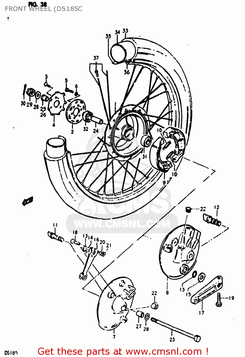 FRONT WHEEL (DS185C DS185 1980 (T) USA (E03)
