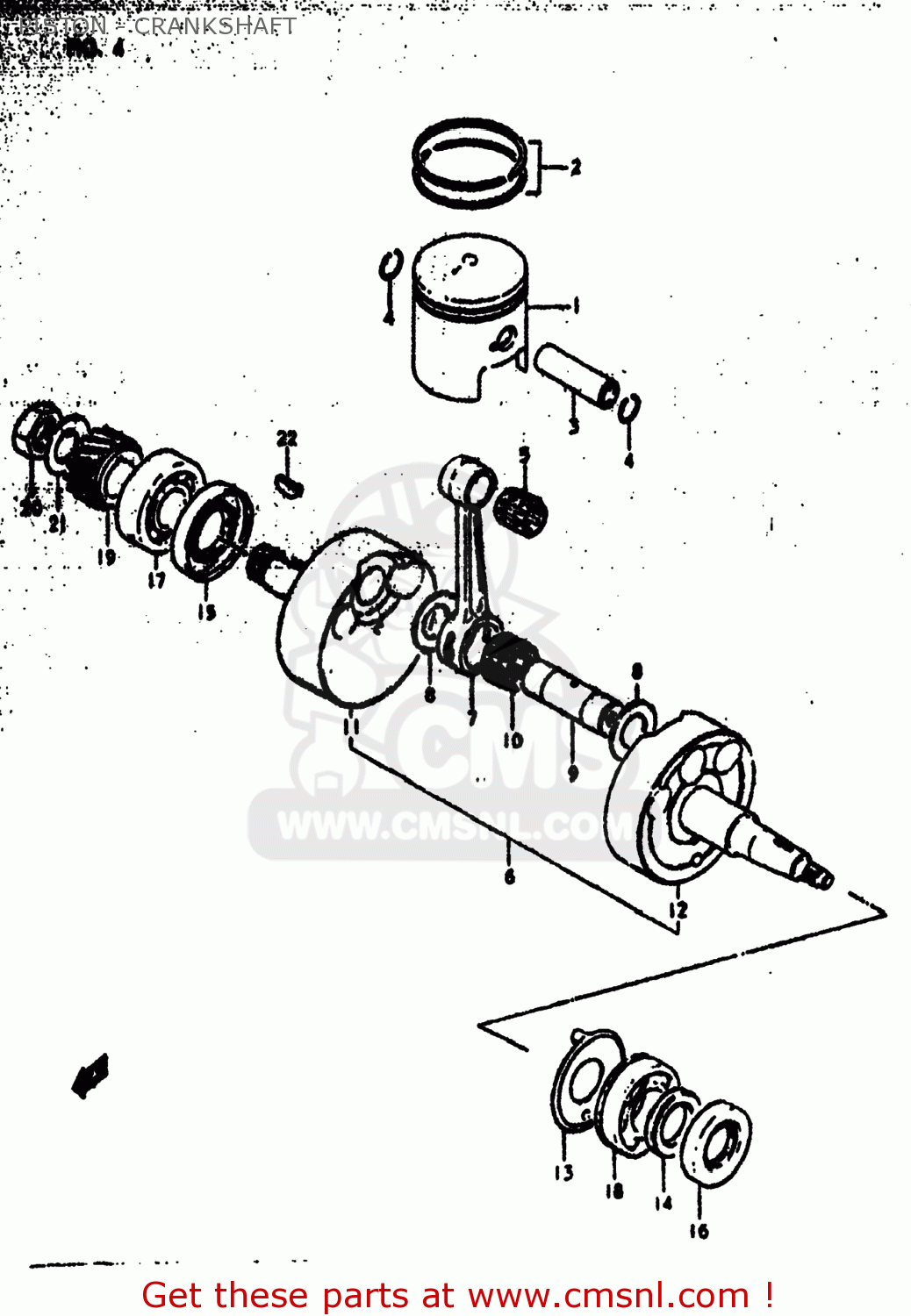 PISTON - CRANKSHAFT DS185 1980 (T) USA (E03)