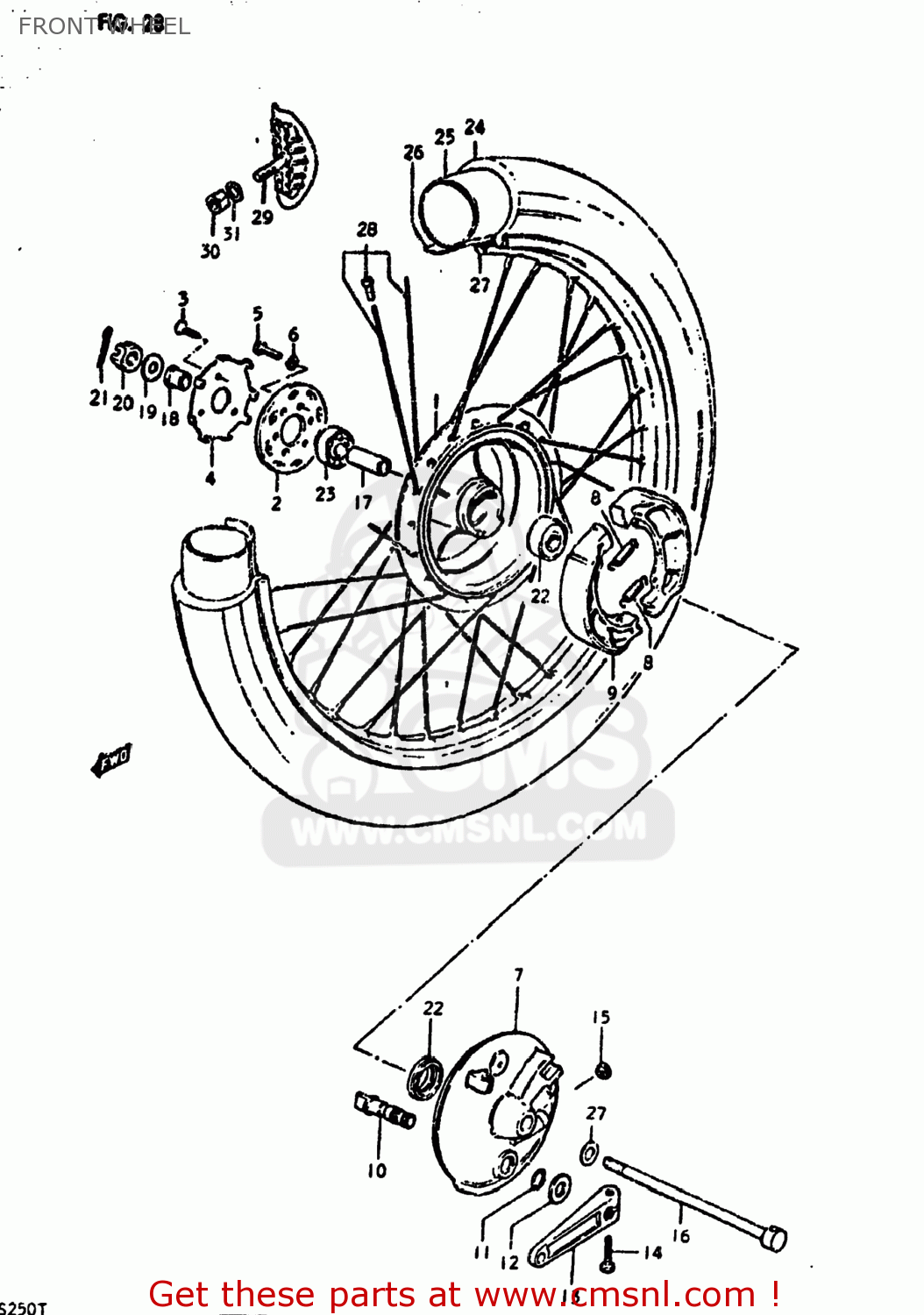 FRONT WHEEL DS250 1980 (T) USA (E03)