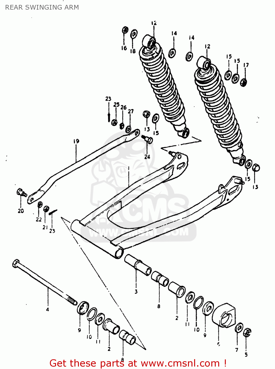 REAR SWINGING ARM DS250 1980 (T) USA (E03)