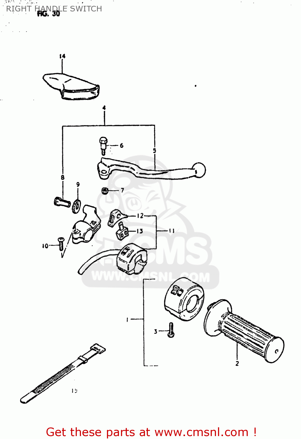RIGHT HANDLE SWITCH DS250 1980 (T) USA (E03)