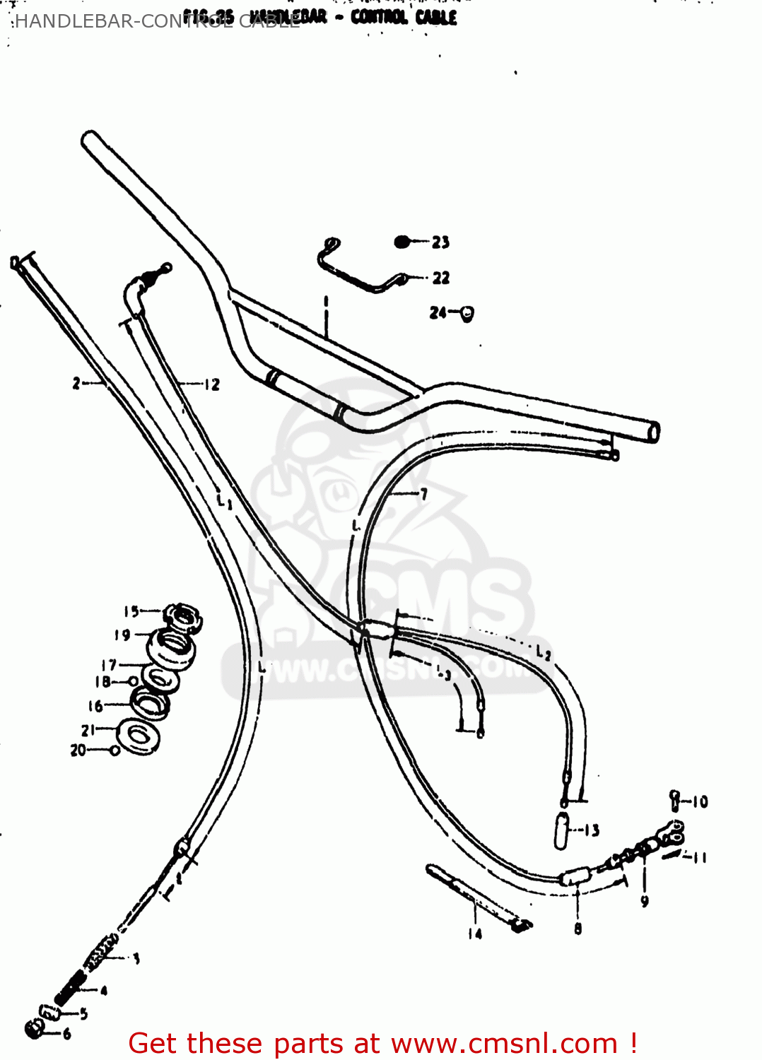 HANDLEBAR-CONTROL CABLE DS80 1978 (C) USA (E03)