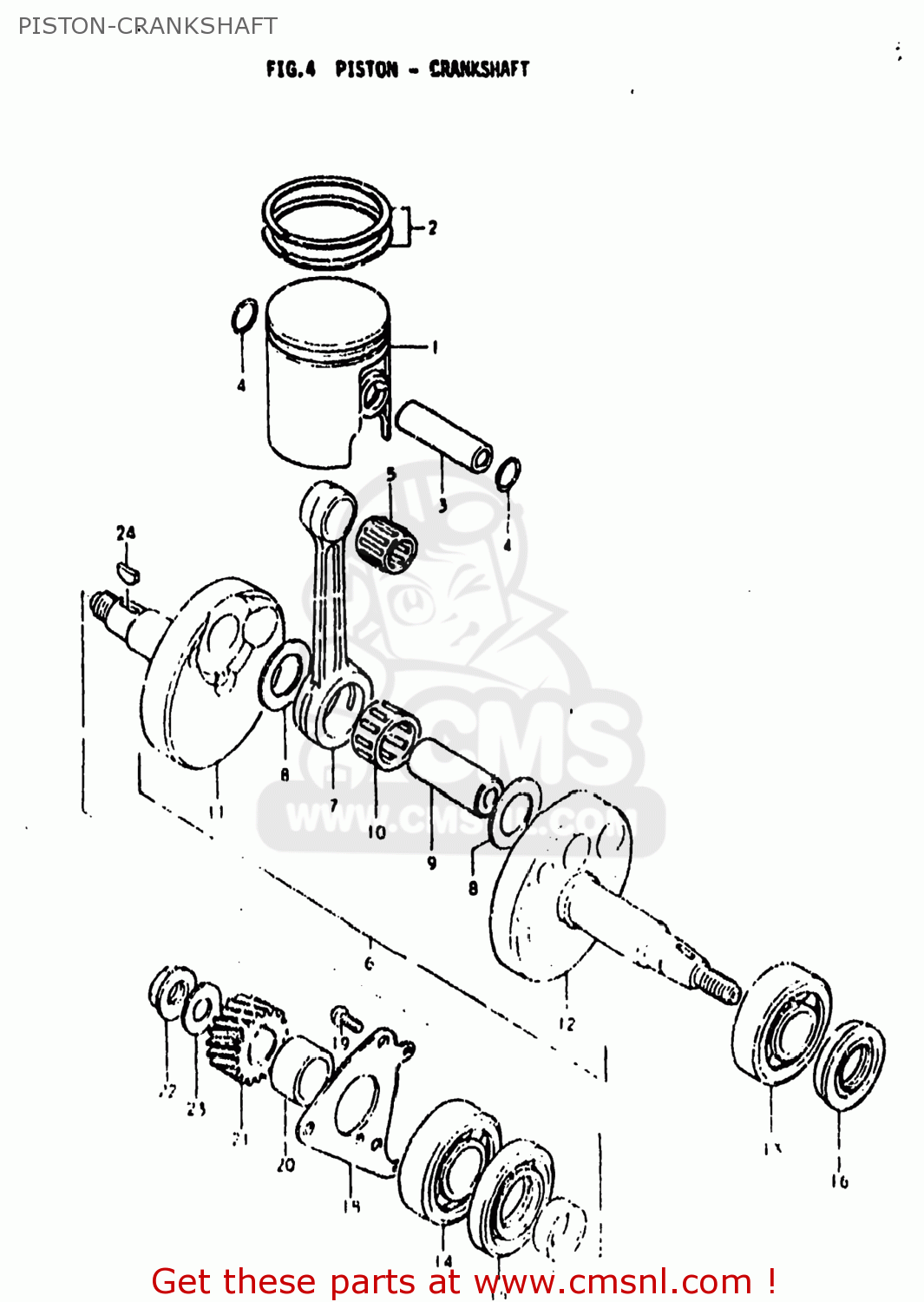PISTON-CRANKSHAFT DS80 1979 (N) USA (E03)