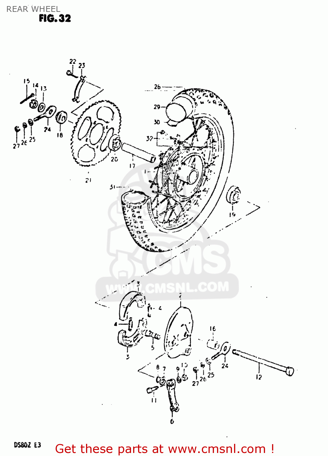 REAR WHEEL DS80 1980 (T) USA (E03)