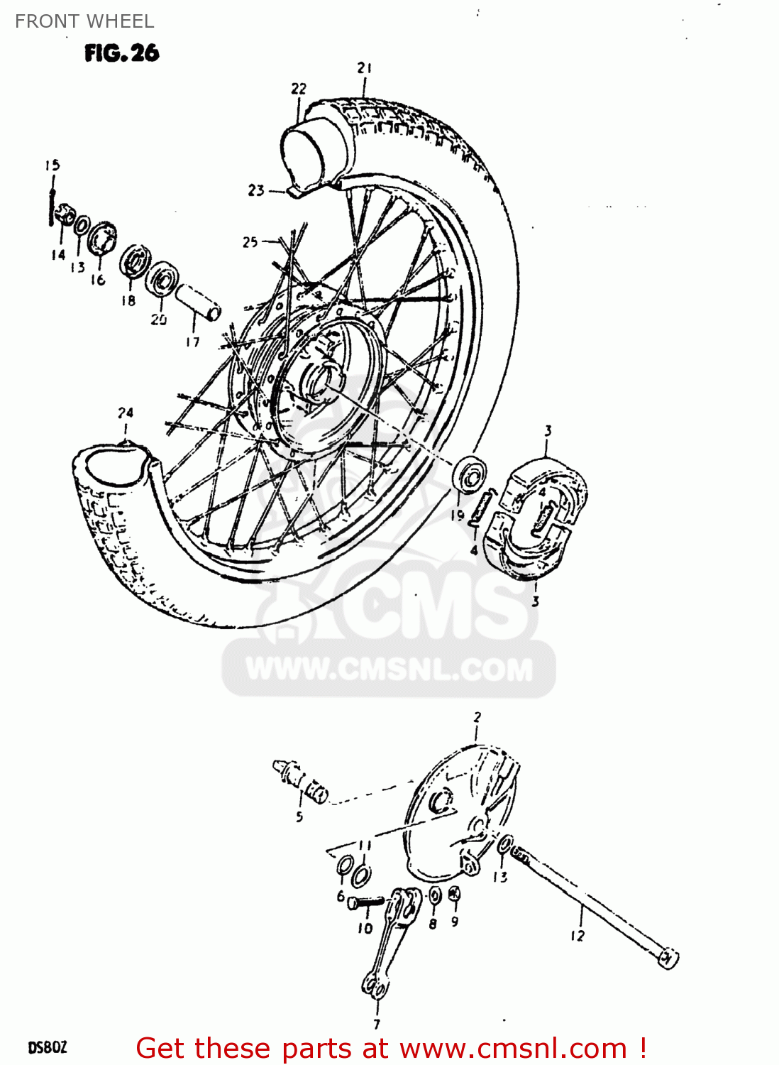 FRONT WHEEL DS80 1981 (X) USA (E03)