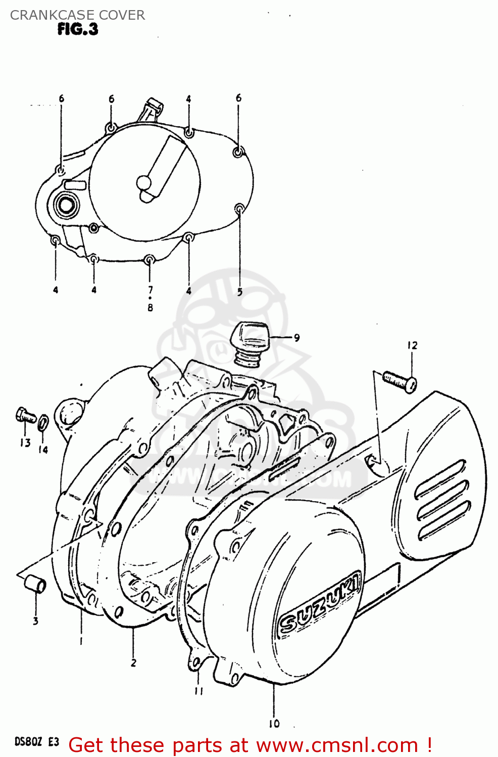 CRANKCASE COVER DS80 1982 (Z) USA (E03)