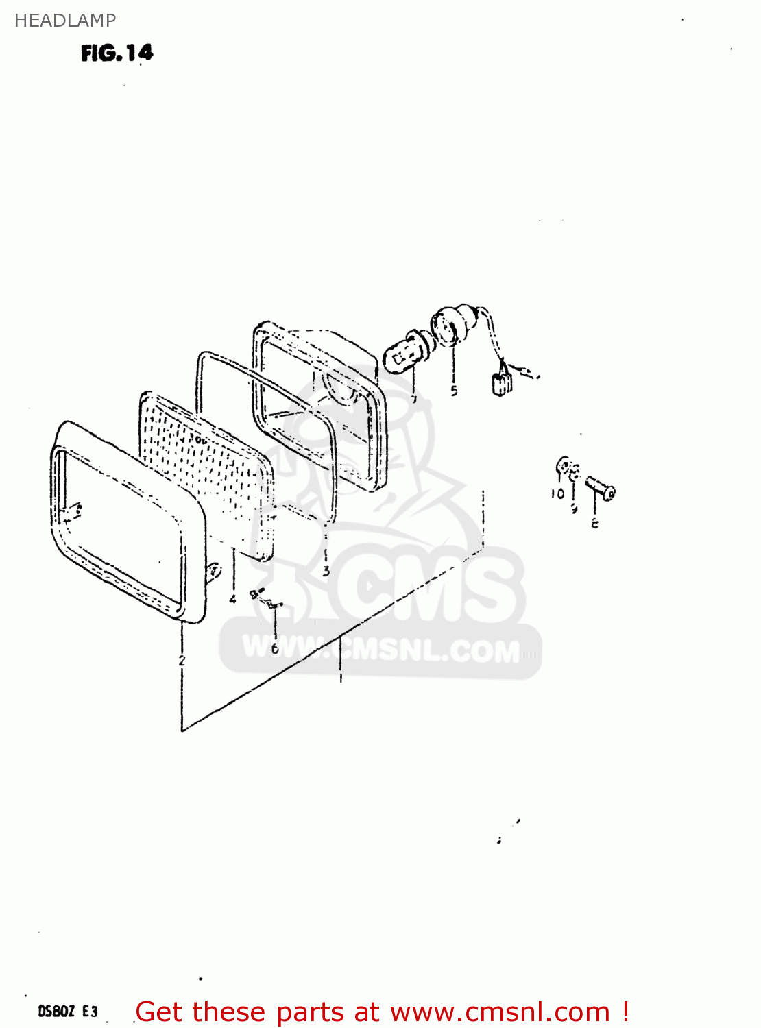 HEADLAMP DS80 1982 (Z) USA (E03)