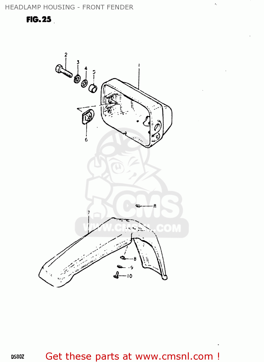 HEADLAMP HOUSING - FRONT FENDER DS80 1982 (Z) USA (E03)