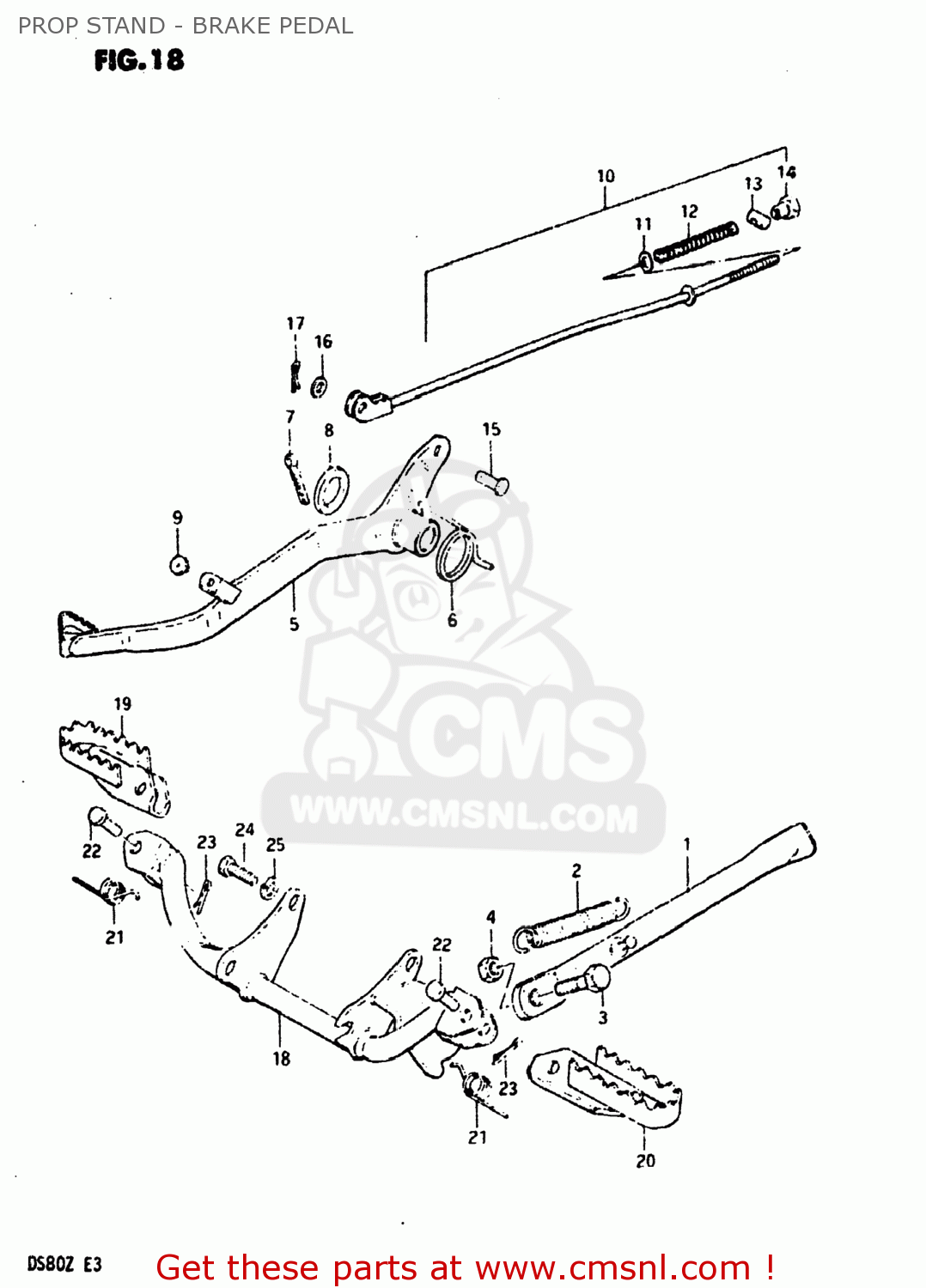 PROP STAND - BRAKE PEDAL DS80 1982 (Z) USA (E03)