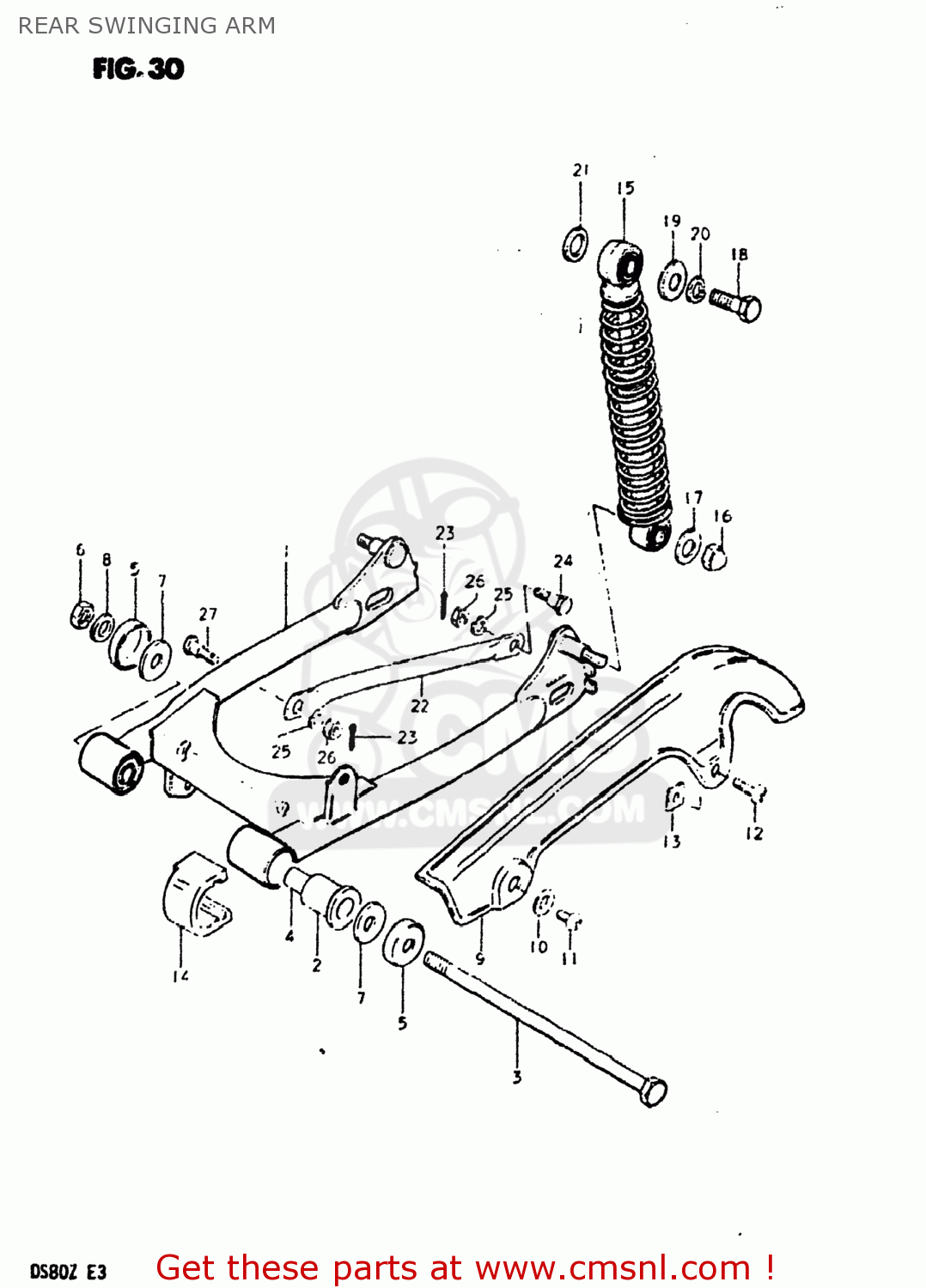 REAR SWINGING ARM DS80 1982 (Z) USA (E03)