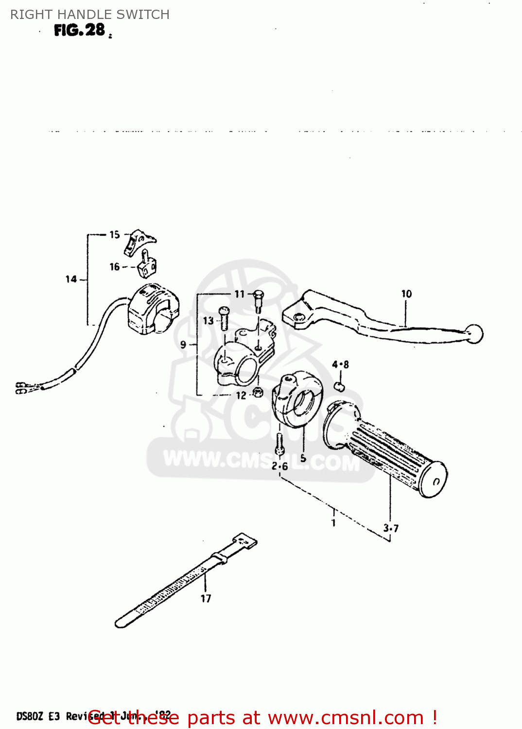 RIGHT HANDLE SWITCH DS80 1982 (Z) USA (E03)