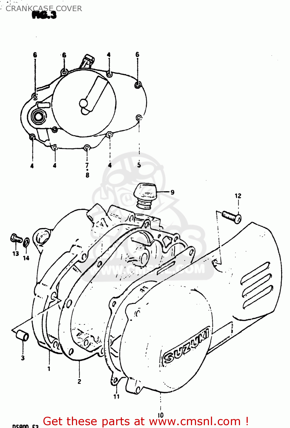 CRANKCASE COVER DS80 1983 (D) USA (E03)