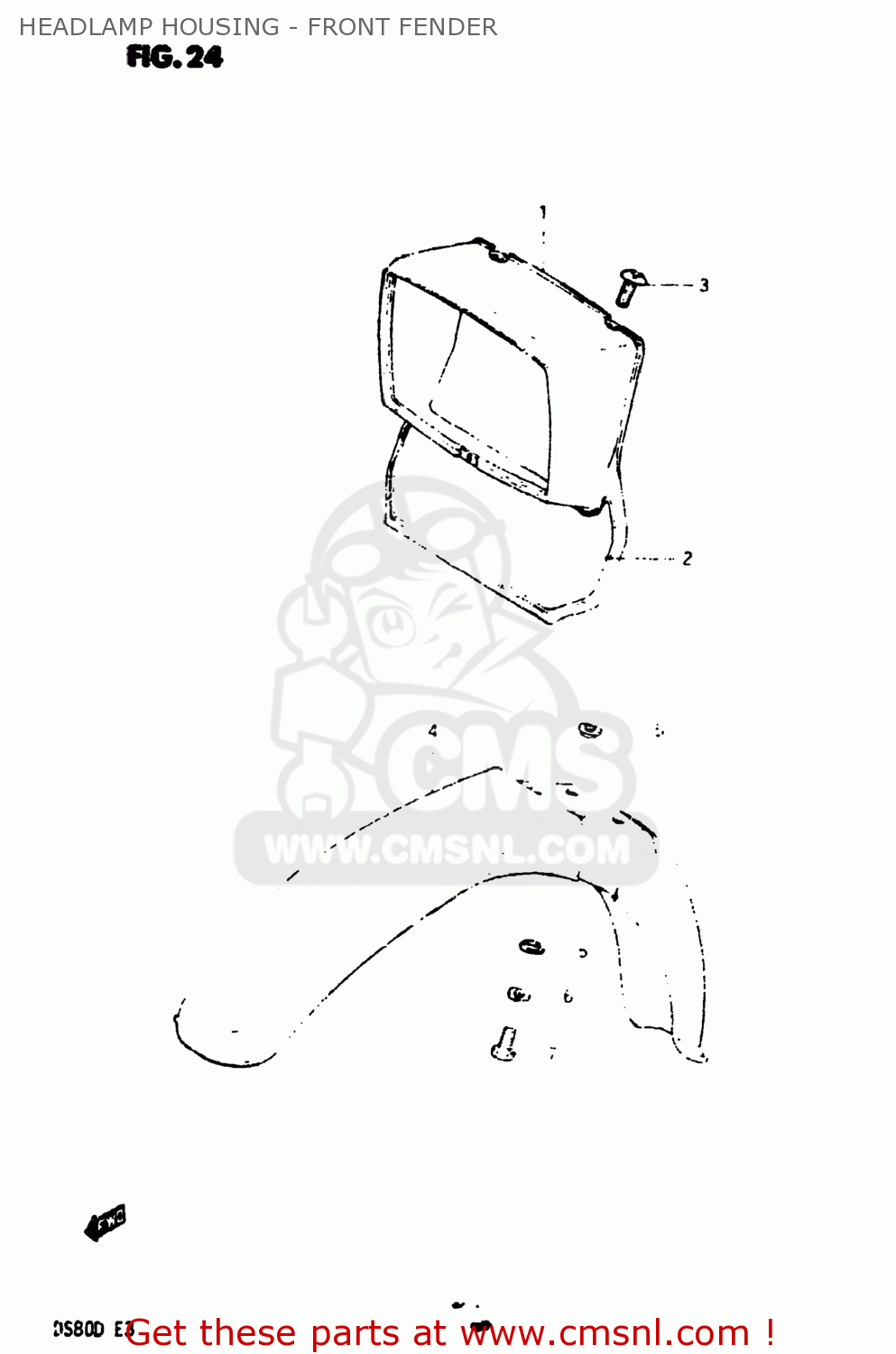 HEADLAMP HOUSING - FRONT FENDER DS80 1983 (D) USA (E03)