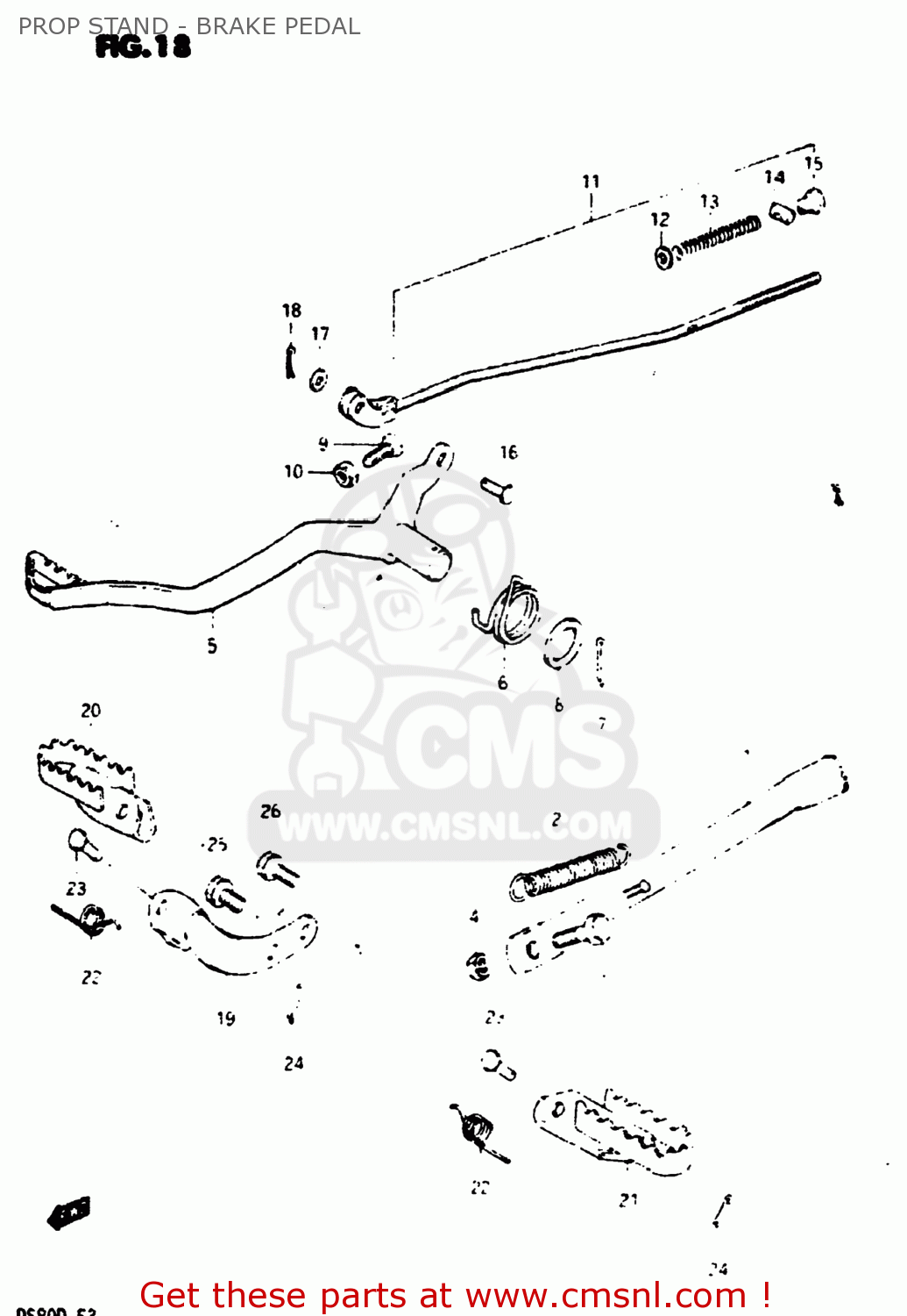 PROP STAND - BRAKE PEDAL DS80 1983 (D) USA (E03)