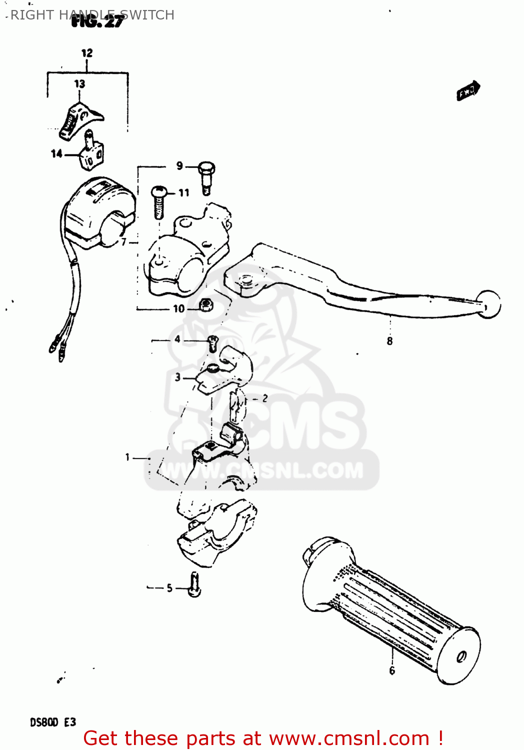 RIGHT HANDLE SWITCH DS80 1983 (D) USA (E03)