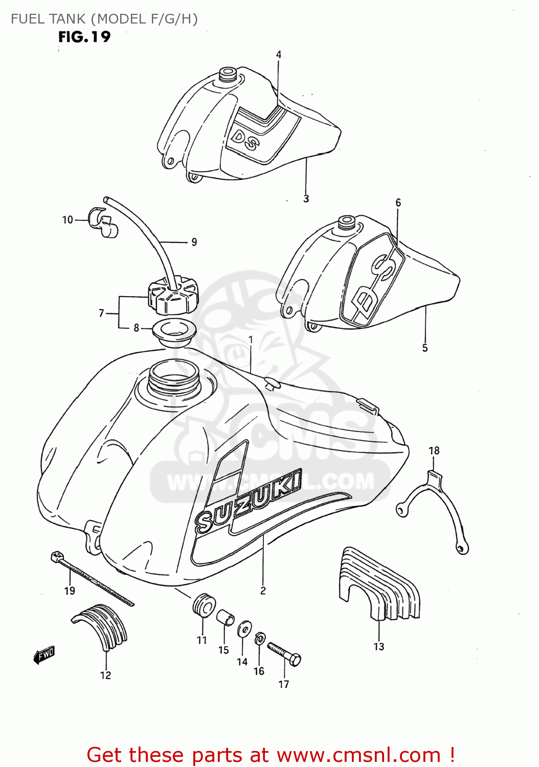 FUEL TANK (MODEL F/G/H) DS80 1986 (G) USA (E03)